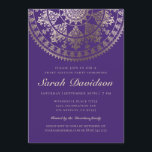 Dulces 16 invitaciones para fiestas - Relieve meta<br><div class="desc">Mandala solar intrincada con un patrón de damasco con superposición de Relieve metalizado de oro falso. Puede cambiar el color del fondo a lo que desee. También puedes mover,  rotar y cambiar el tamaño de la mandala o mandala o mandala que quieras en ambos lados.</div>