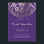 Dulces 16 invitaciones para fiestas - Relieve meta<br><div class="desc">Mandala solar intrincada con un patrón de damasco con superposición de Relieve metalizado de oro falso. Puede cambiar el color del fondo a lo que desee. También puedes mover,  rotar y cambiar el tamaño de la mandala o mandala o mandala que quieras en ambos lados.</div>