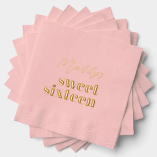 Dulces 16 servilletas estampadas en rosa y Relieve