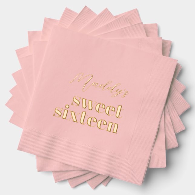 Dulces 16 servilletas estampadas en rosa y Relieve (Insitu (apilados))
