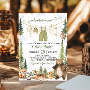 Dulces Animales del Bosque Invitación para Baby Sh