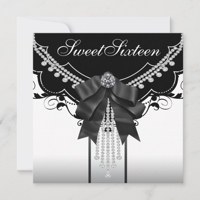 Dulces blancos negros Dieciséis invitaciones para  (Anverso)