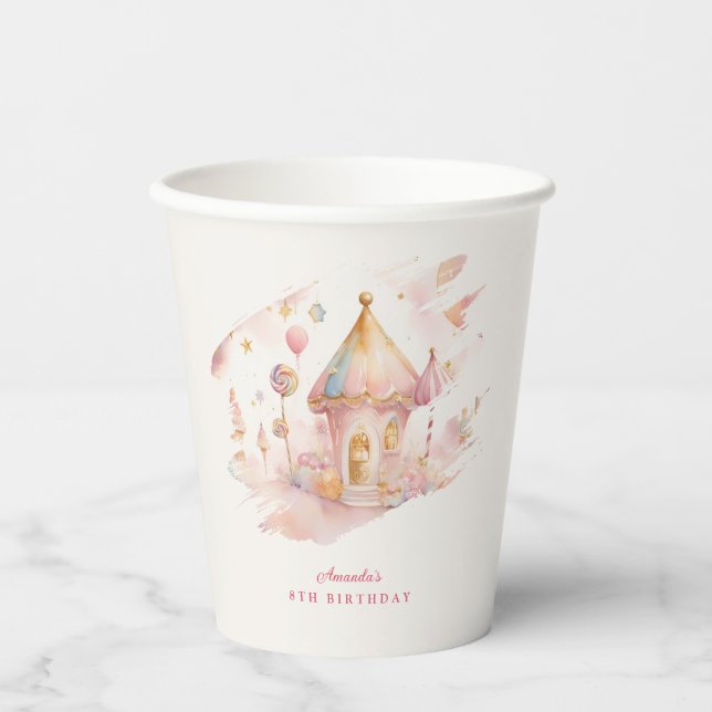 Dulces caprichosos tierra de dulces Vaso de papel (Anverso)