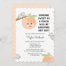 Dulces Como Un Bebé Peach Invitaciones A La Ducha
