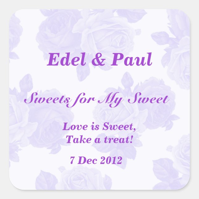 Dulces de Rosa morado para mi dulce Pegatina (Anverso)