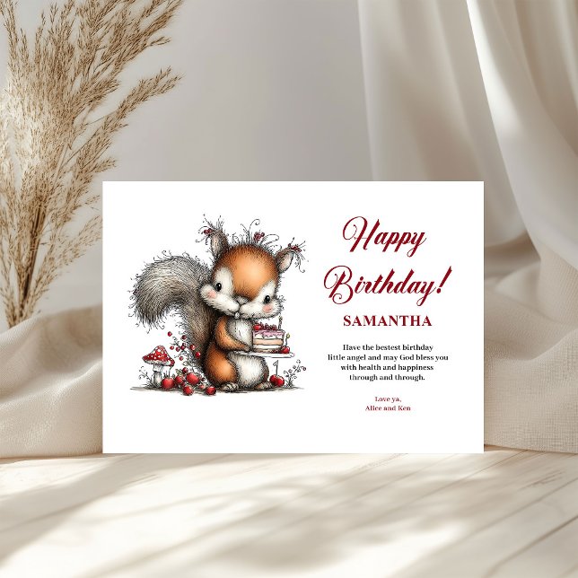 Dulces deseos de cumpleaños con animales caprichos (Sweet whimsical animals birthday wishes greeting card

)