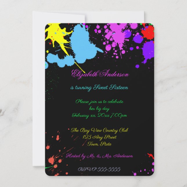 Dulces Dieciséis, Bat Mitzvah, Invitación de brill (Anverso)