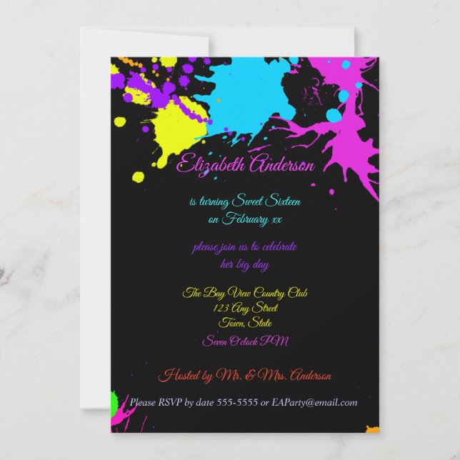 Dulces Dieciséis, Bat Mitzvah, Invitación de brill (Anverso)