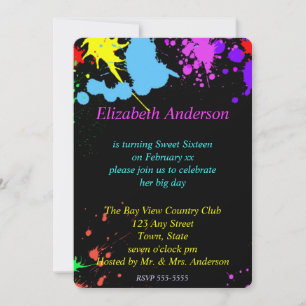 Dulces Dieciséis, Bat Mitzvah, Invitación de neón 