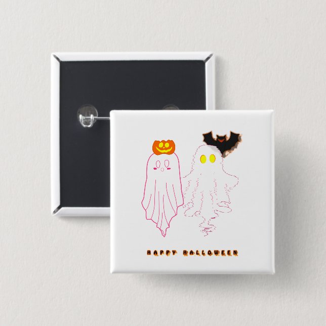 Dulces fantasmas de bebé botón de Halloween (Anverso y reverso)