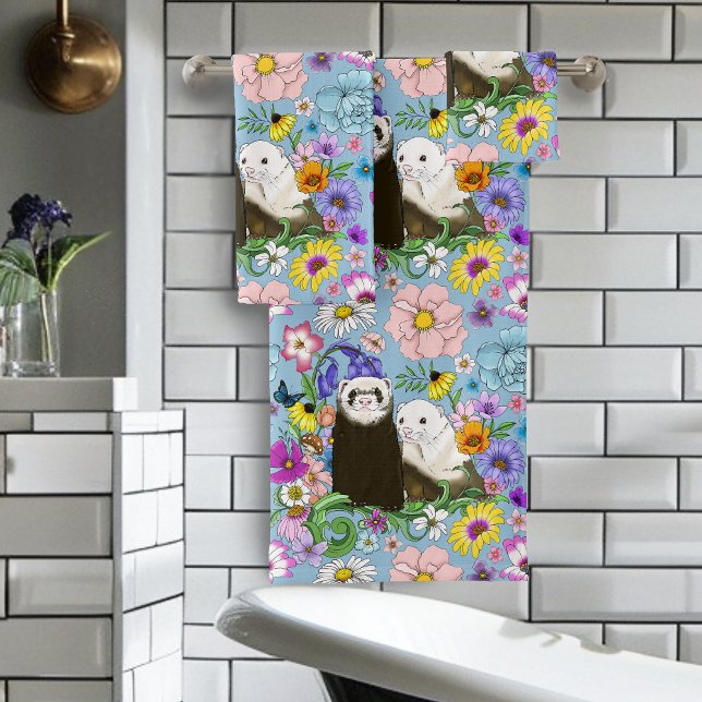 Dulces Ferrets Azules Caprichosos con Flores Parej (Subido por el creador)