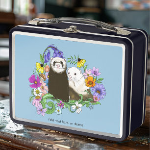 Dulces Ferrets Azules Caprichosos con Flores Parej