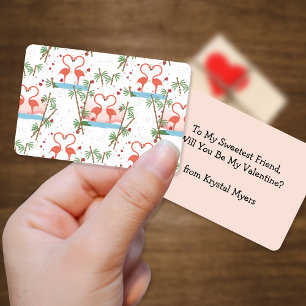 Dulces flamencos rosados tarjetas de San Valentín