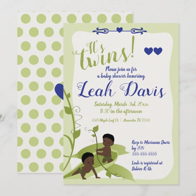 Dulces mareos, invitaciones para ducha de bebé (Anverso / Reverso)