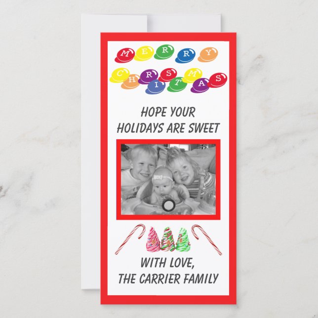 Dulces Navidades de golosinas - Tarjeta fotográfic (Anverso)