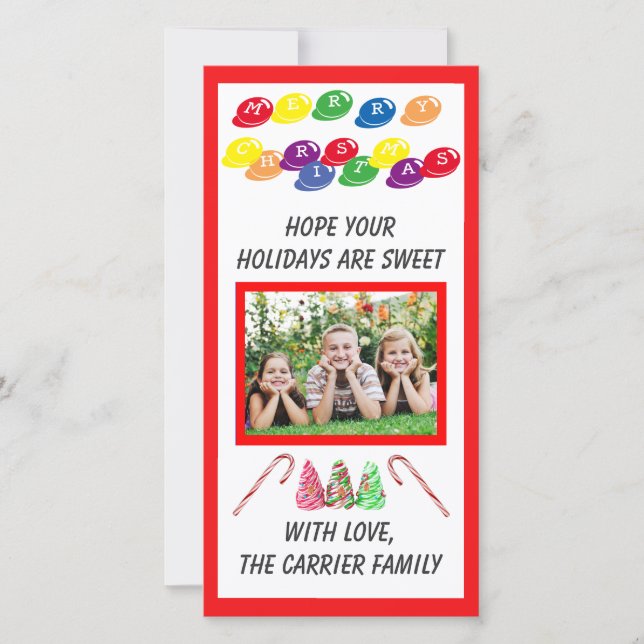 Dulces Navidades de golosinas - Tarjeta fotográfic (Anverso)