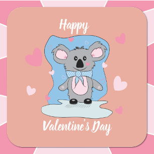 Dulces pegatinas El día de San Valentín de koala