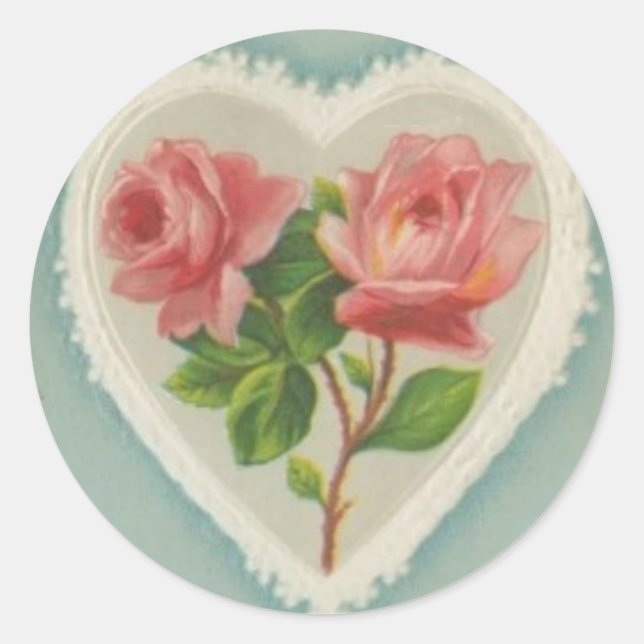 Dulces Rosas victorianos en un Pegatina cardíaco (Anverso)