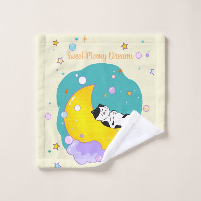 "Dulces Sueños De Moonia" Kitty Duerme En La Luna (Toallita)
