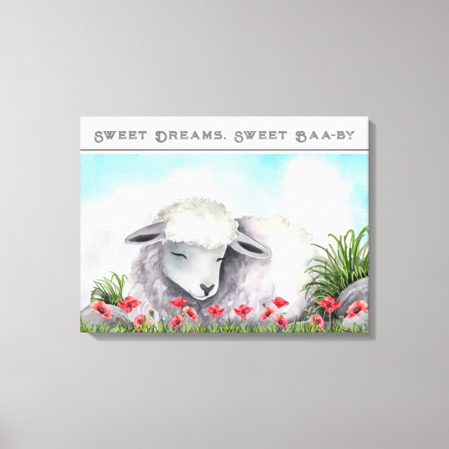 Dulces sueños, dulce Baa-by | Arte de lona de cord (Anverso)