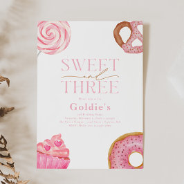 Dulces tres invitaciones de fiesta de cumpleaños