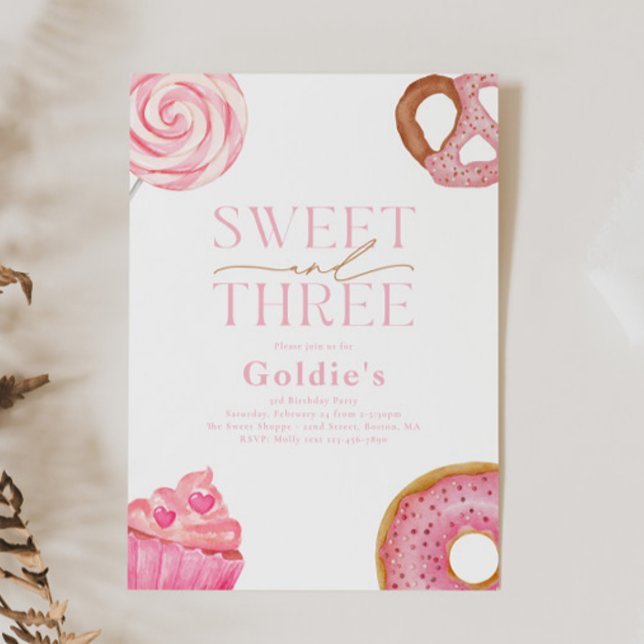 Dulces tres invitaciones de fiesta de cumpleaños (Subido por el creador)