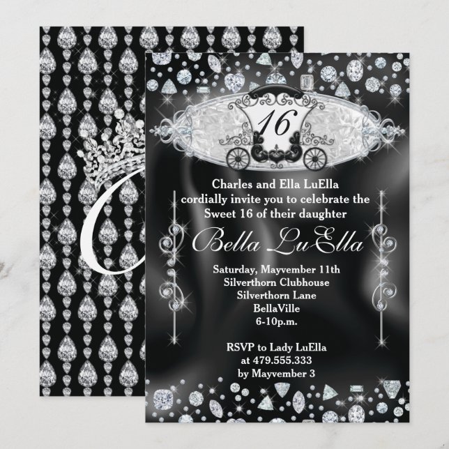 Dulces y dulces 16 invitaciones de fiesta, Mis Qui (Anverso / Reverso)