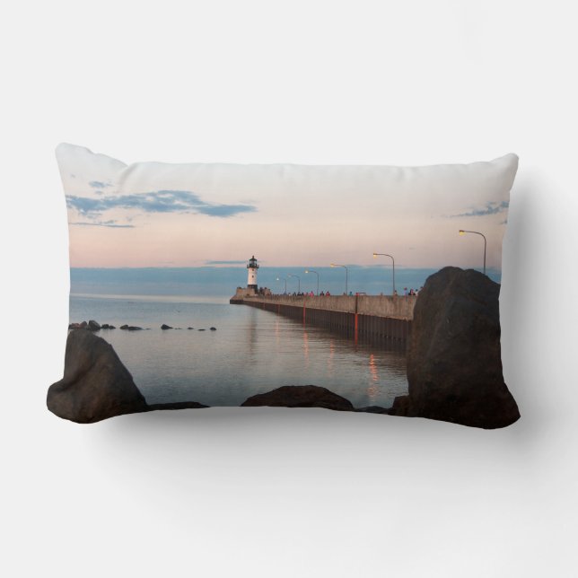 Duluth Harbour North Pier Luz de almohada lumbar (Anverso)
