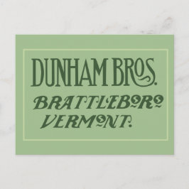 Dunham Bros. Brattleboro, tarjeta postal VT