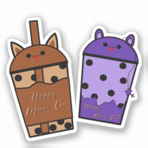 Dúo Kawaii Meow Tea Pegatina de Vinilo