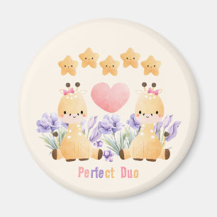 Dúo Perfecto   Pareja Pequeña Imán de Jirafa