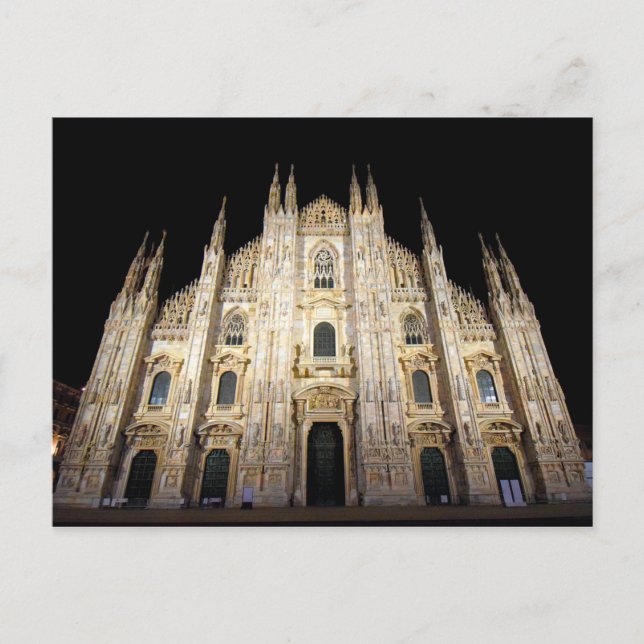 Duomo di Milano - Italia en postal nocturno (Anverso)