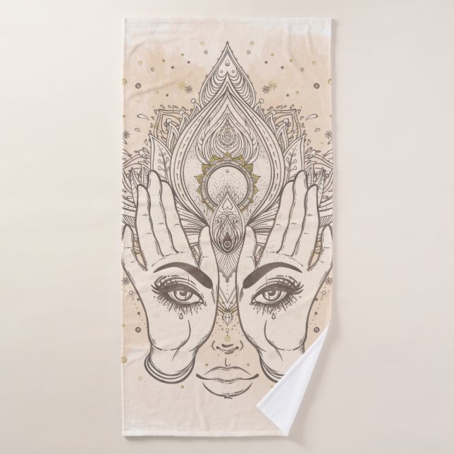 Durazno y Oro Boho Flor de Loto Belleza (Toalla de baño)