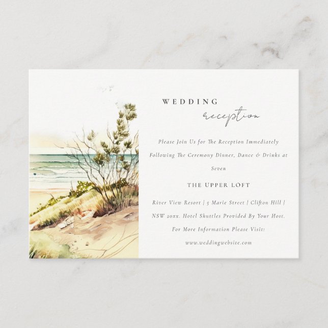 Dusky Coastal Beach Sun Seascape Wedding Recepción (Anverso)
