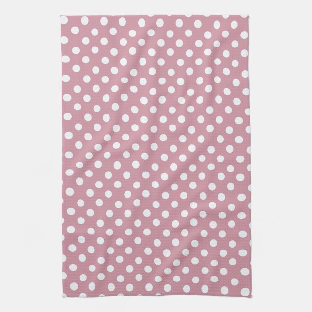 Dusky Pink polka puntos Kitchen Toalla (Vertical)