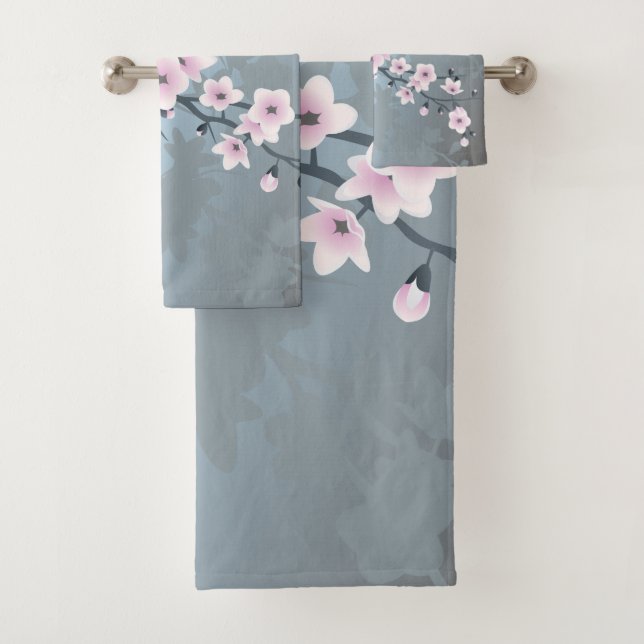 Dusky Rosa Dusty Blue Cherry Blossom Floral (In situ)