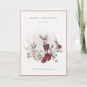 Dusky Stag Marsala Foliage Wreath Feliz Navidad