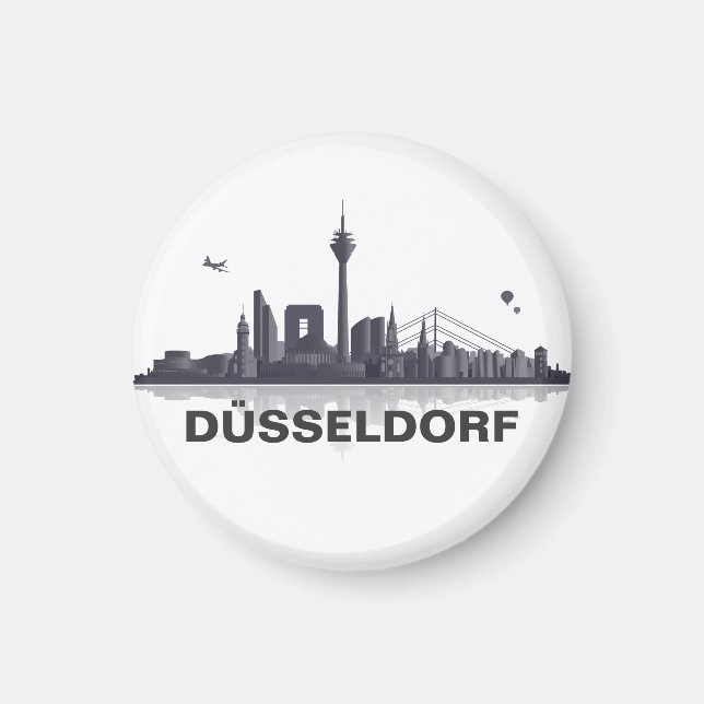 Düsseldorf horizonte nevera imán (Frente)