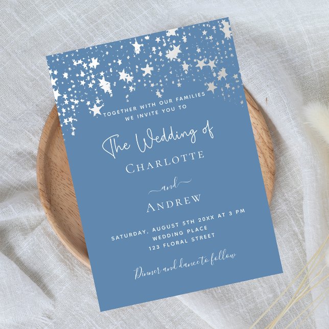 Duste azul elegante invitación a la boda (Subido por el creador)