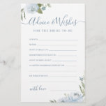 Duste azul floral boda consejo y tarjeta de deseos<br><div class="desc">Estas tarjetas de consejos y deseos son pasteles dulces para la novia y la pareja, presentan una romántica acuarela floral en azul polvoriento y verde sabio, y un guión moderno y elegante, una gran actividad para la moderna ducha de novias boho, fiestas botánicos de bodas en el jardín. Vea todos...</div>