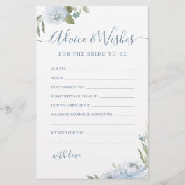 Duste azul floral boda consejo y tarjeta de deseos