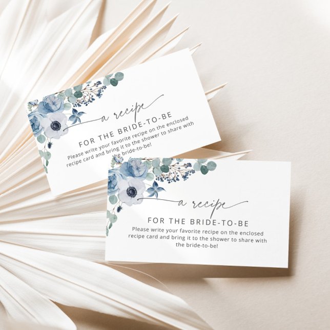 Duste azul floral tarjeta de receta inserto (Subido por el creador)