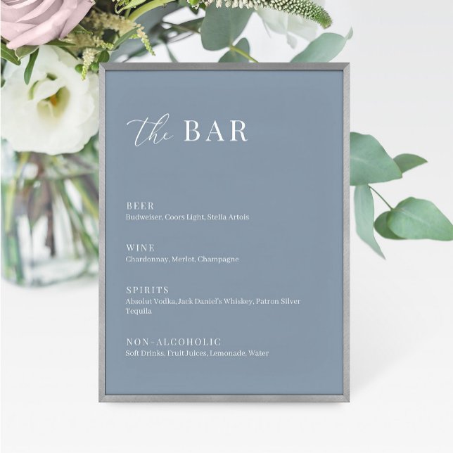 Duste Azul Moderno Boda Elegante El Menú Bar (Subido por el creador)