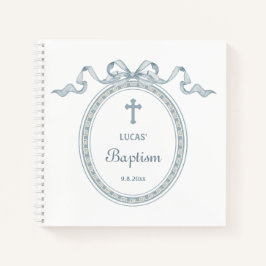Duste Blue Bow Libro de invitados sobre el bautism