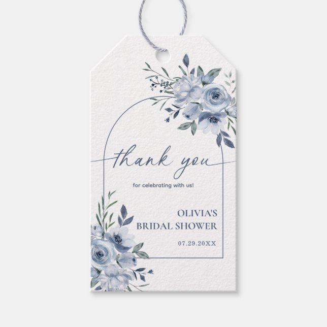 Duste Blue Bridal Shower Arch Gracias Etiqueta (Anverso)