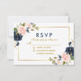 Duste Blue Pink Rubor Floral Boda Gold RSVP