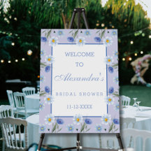 Duste Blue Wildflower Bridal Shower signo de bienv