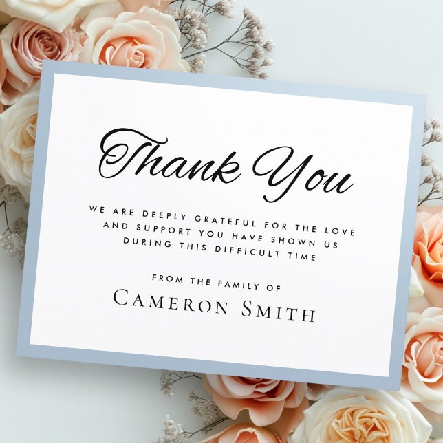 Duste frontera azul solidaridad tarjeta de agradec (Dusty blue border sympathy thank you card)