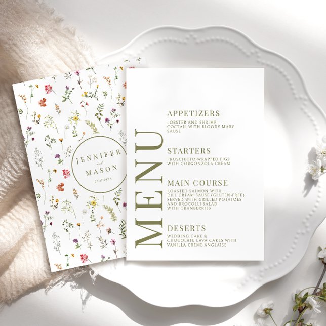 Duste green coloridas tarjetas de menú del boda de (Subido por el creador)