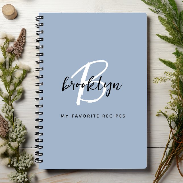 Duste libro de recetas de monograma azul negro y b (Subido por el creador)